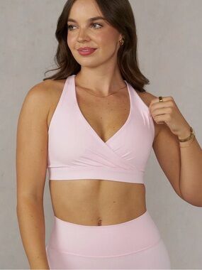 YoungLA Light Pink Wrap Front Sports Bra